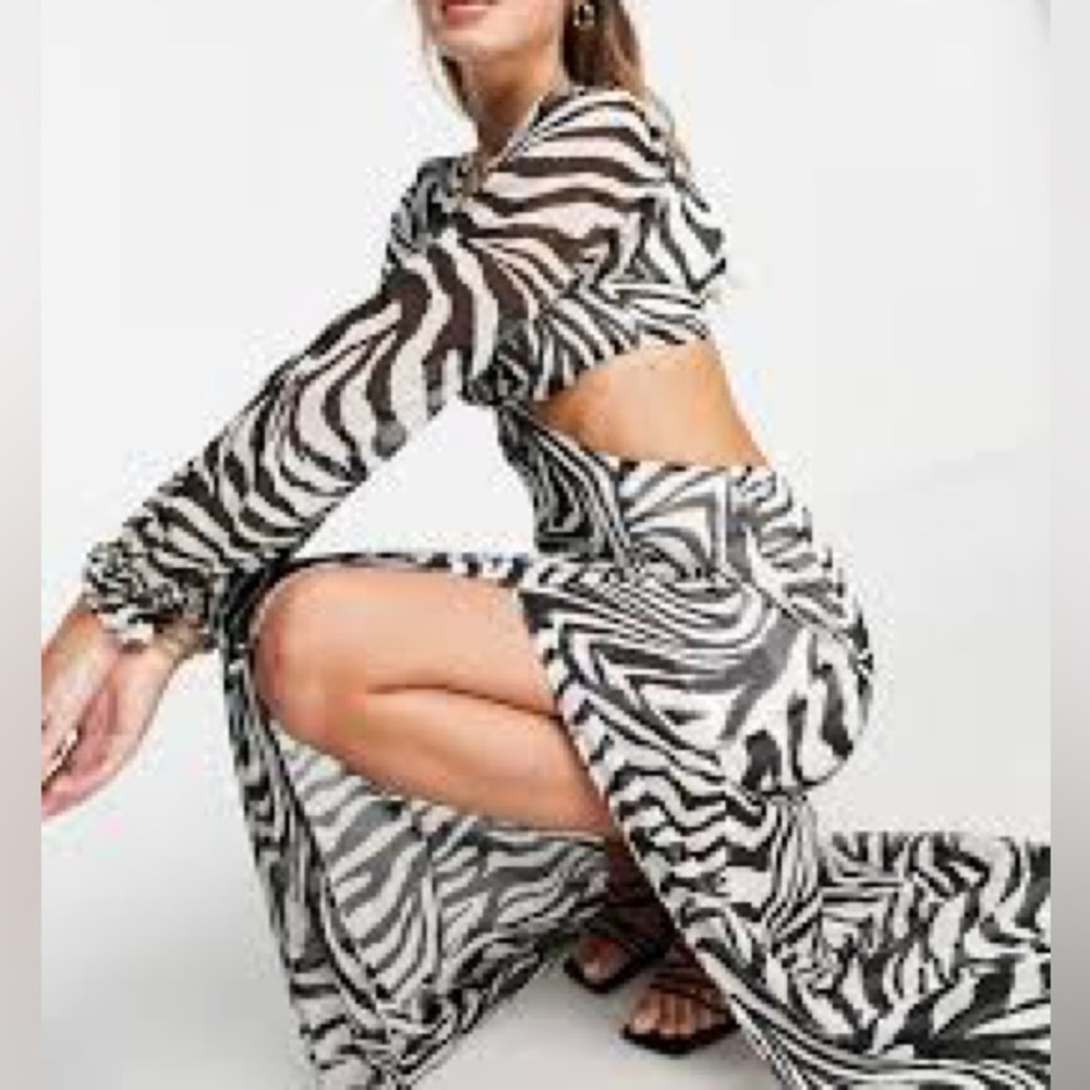 Zebra Print Slim Fit Dress with back Cutouts